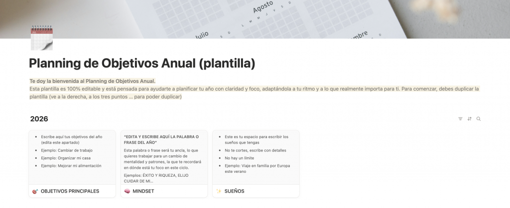 planning anual Notion